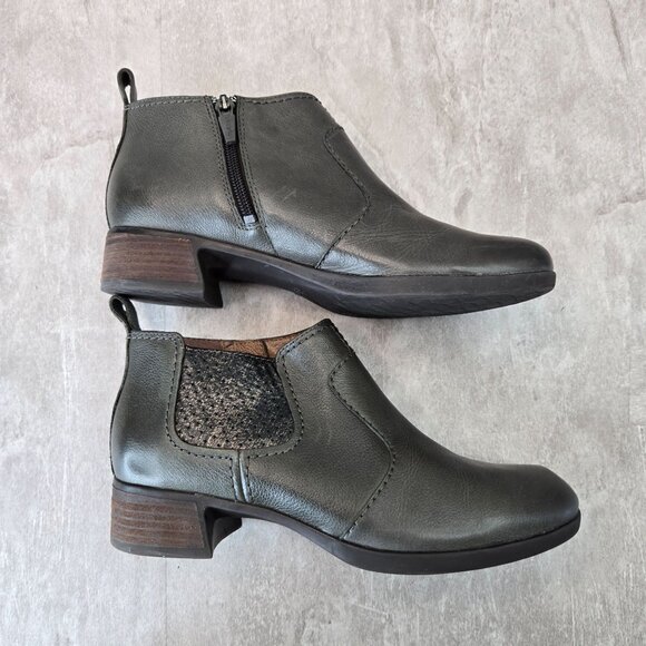 Dansko Ankle Boots Gray Leather Preppy Minimalist Western Chelsea Comfort Bootie - Picture 5 of 13